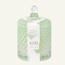 Keri candle lemongrass with cut glass jar and lid.