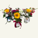 Jam jar bloom set trio with fresh seasonal flowers – available for Whangārei delivery