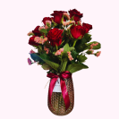 dozen-red-roses-pink-dimpled-vase-arrangement-whangarei-florist
